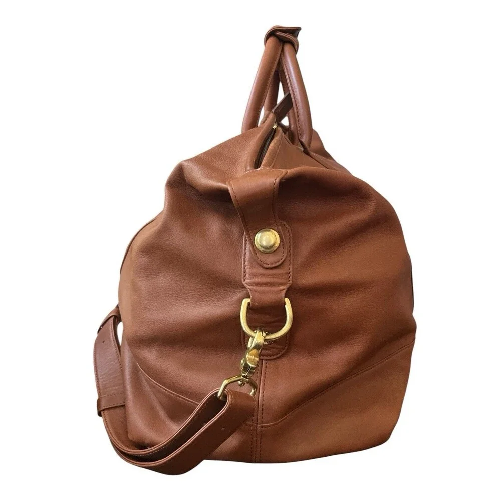 Vintage Coach Cabin Weekender Leather Duffle Bag 199-0502 Brass  22.5x11x9